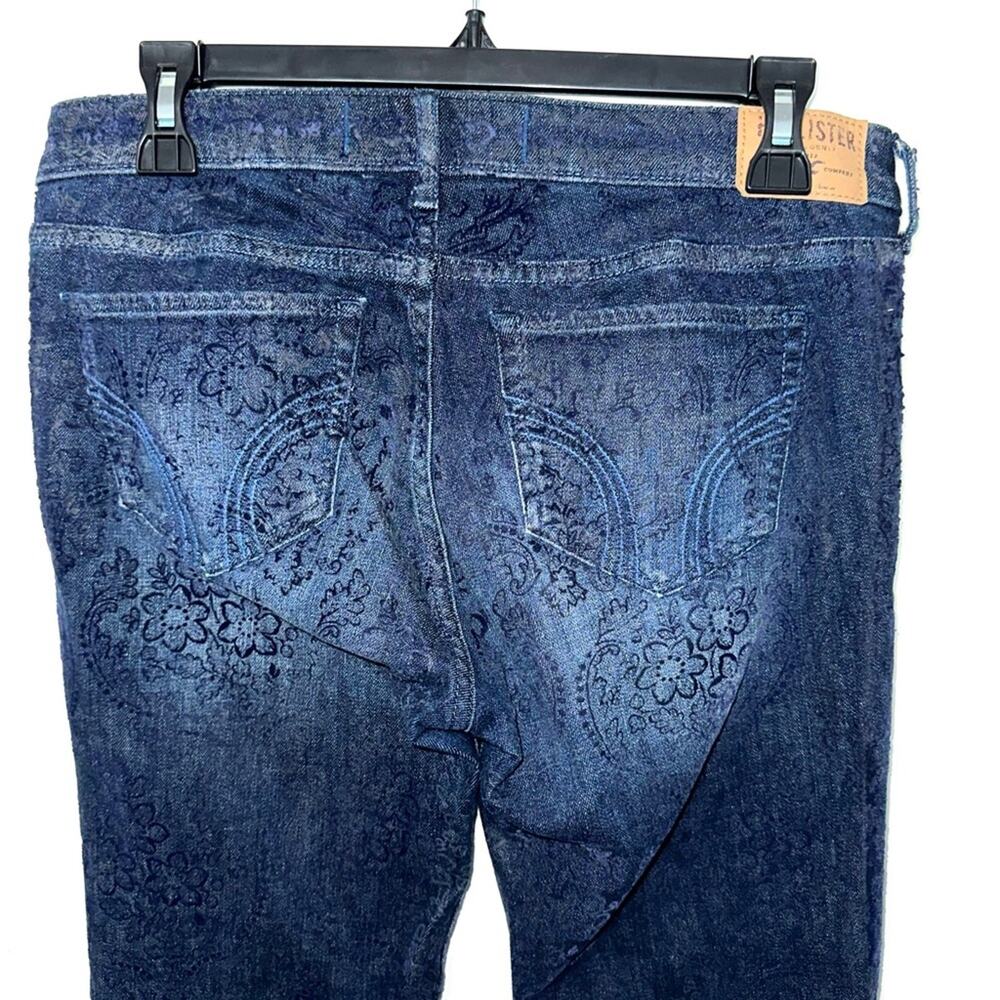 Hollister Floral Pattern Velvet Flocked Denim Skinny Jeans Size 9R - Picture 5 of 14